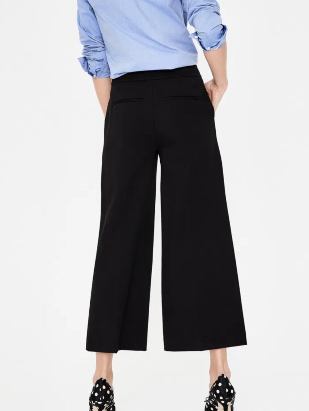 Boden Black Wide Leg Crop Culotte Trousers Pants - Size 10 - Picture 2 of 5